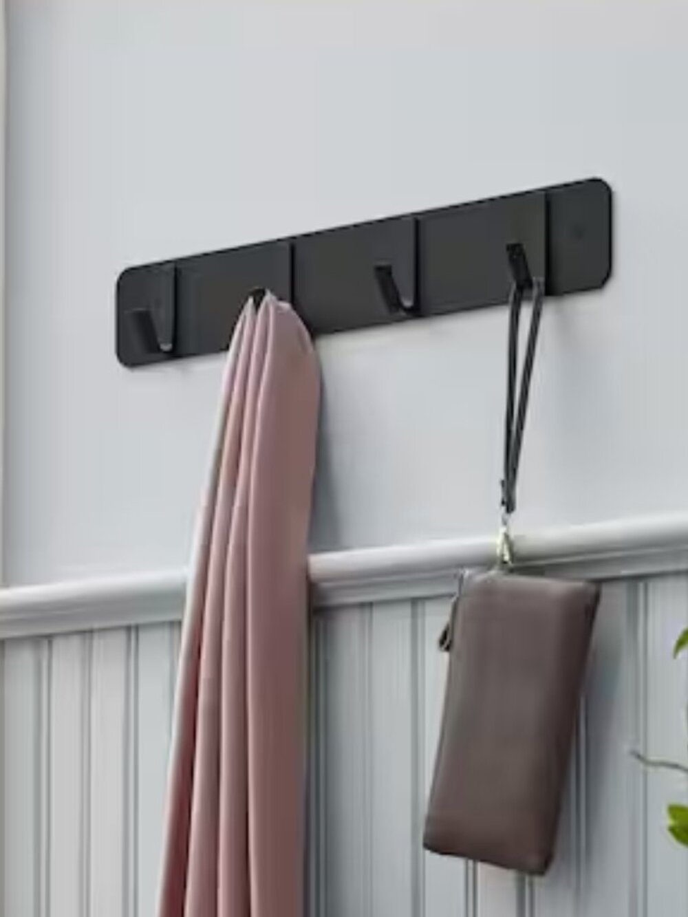Project 62 Black Wall Hook Rail with Four Hooks Wall Mounted Modern Sleek NWT